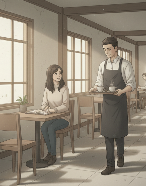 Cafe Server Illustration